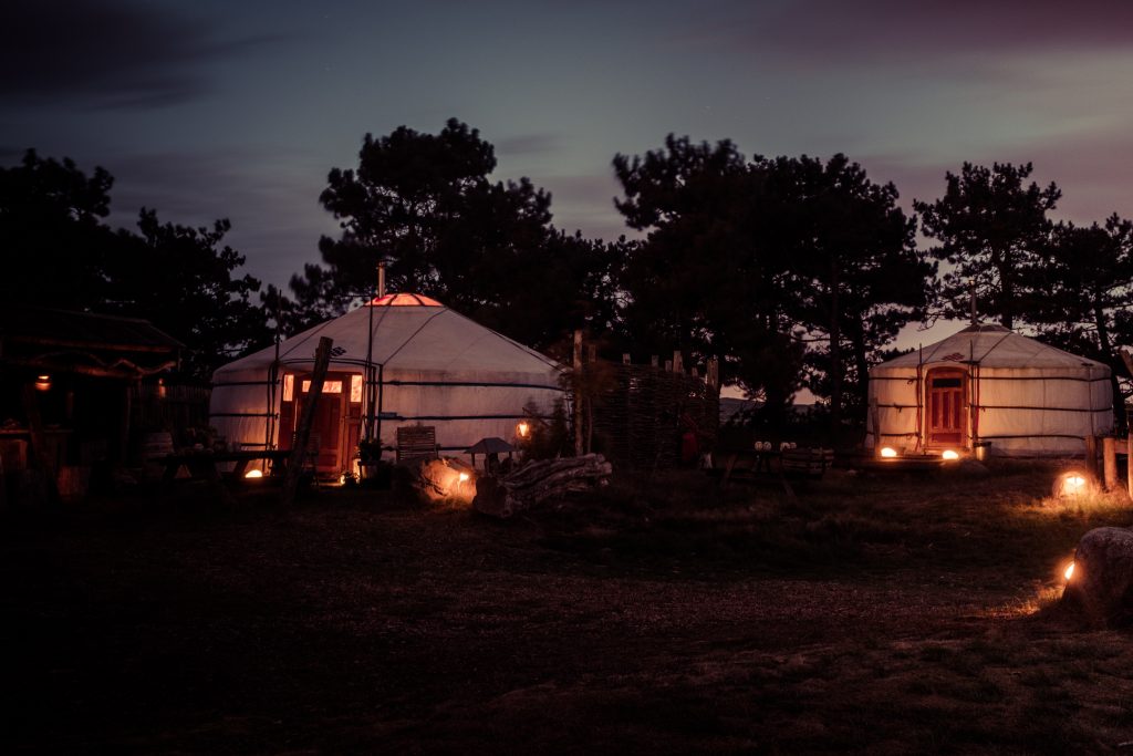 Texel Yurts by night via Glamping.nl